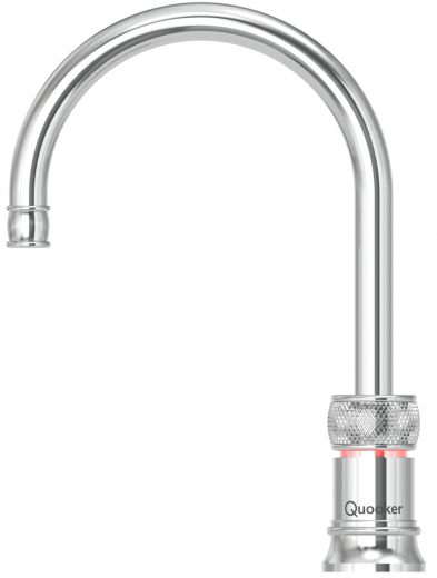 QUOOKER CLASSIC NORDIC Round Festauslauf Chrom Single Tap mit 3 in 1 Funktion und elektronischer Steuerung Nostalgieoptik (CNRCHR) {NUR Armatur}