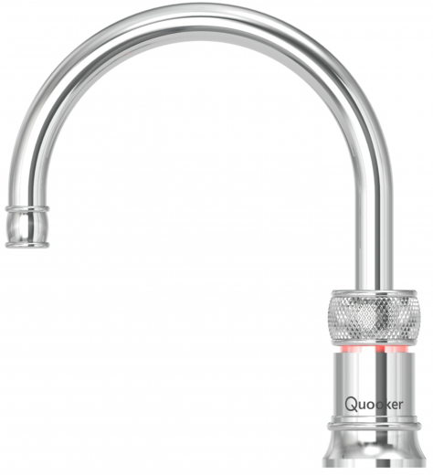 QUOOKER CLASSIC NORDIC Round Festauslauf Chrom Single Tap mit 3 in 1 Funktion und elektronischer Steuerung Nostalgieoptik (CNRCHR) {NUR Armatur}