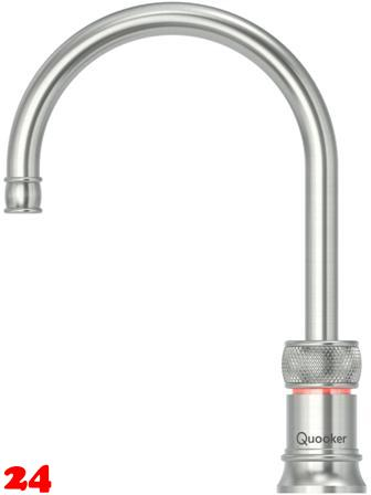 QUOOKER CLASSIC NORDIC Round Festauslauf Voll Edelstahl Single Tap mit 3 in 1 Funktion und elektronischer Steuerung Nostalgieoptik (CNRRVS) {NUR Armatur}