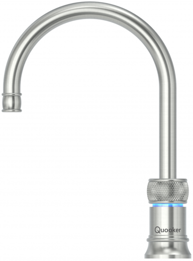 QUOOKER CLASSIC NORDIC Round Festauslauf Voll Edelstahl Single Tap mit 3 in 1 Funktion und elektronischer Steuerung Nostalgieoptik (CNRRVS) {NUR Armatur}