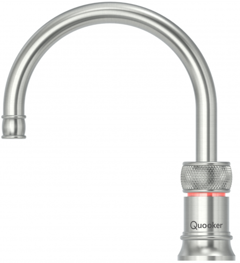 QUOOKER CLASSIC NORDIC Round Festauslauf Voll Edelstahl Single Tap mit 3 in 1 Funktion und elektronischer Steuerung Nostalgieoptik (CNRRVS) {NUR Armatur}