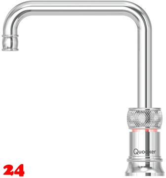 QUOOKER CLASSIC NORDIC Square Festauslauf Chrom Single Tap mit 3 in 1 Funktion und elektronischer Steuerung Nostalgieoptik (CNSCHR) {NUR Armatur}