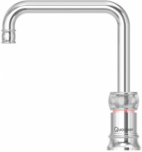 QUOOKER CLASSIC NORDIC Square Festauslauf Chrom Single Tap mit 3 in 1 Funktion und elektronischer Steuerung Nostalgieoptik (CNSCHR) {NUR Armatur}