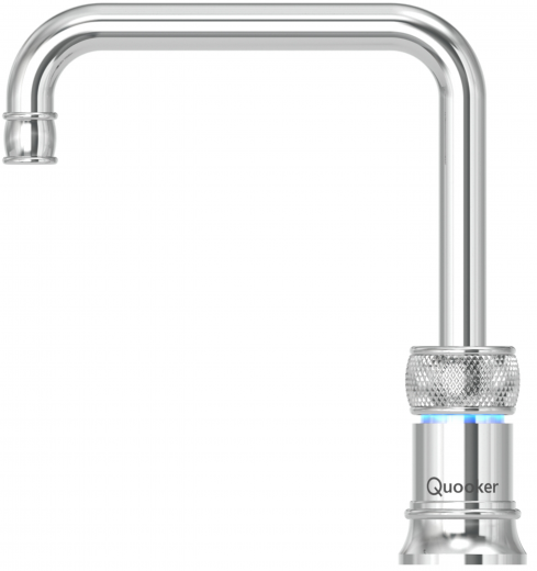 QUOOKER CLASSIC NORDIC Square Festauslauf Chrom Single Tap mit 3 in 1 Funktion und elektronischer Steuerung Nostalgieoptik (CNSCHR) {NUR Armatur}