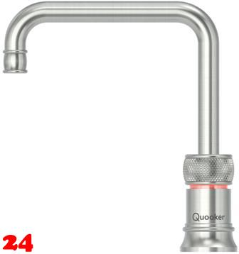 QUOOKER CLASSIC NORDIC Square Festauslauf Voll Edelstahl Single Tap mit 3 in 1 Funktion und elektronischer Steuerung Nostalgieoptik (CNSRVS) {NUR Armatur}