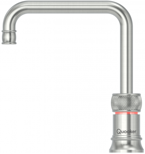 QUOOKER CLASSIC NORDIC Square Festauslauf Voll Edelstahl Single Tap mit 3 in 1 Funktion und elektronischer Steuerung Nostalgieoptik (CNSRVS) {NUR Armatur}