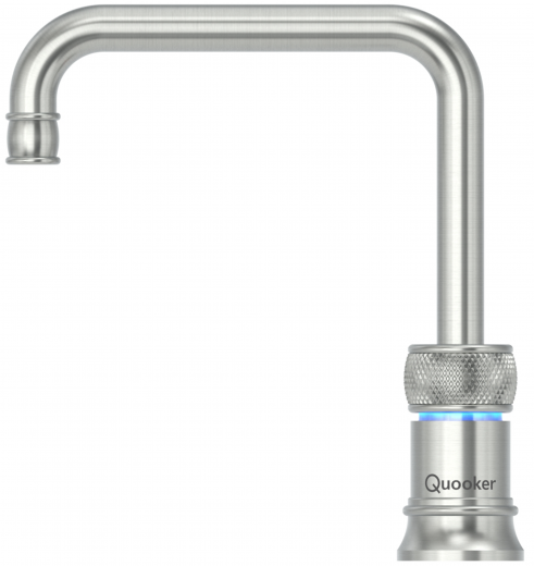 QUOOKER CLASSIC NORDIC Square Festauslauf Voll Edelstahl Single Tap mit 3 in 1 Funktion und elektronischer Steuerung Nostalgieoptik (CNSRVS) {NUR Armatur}