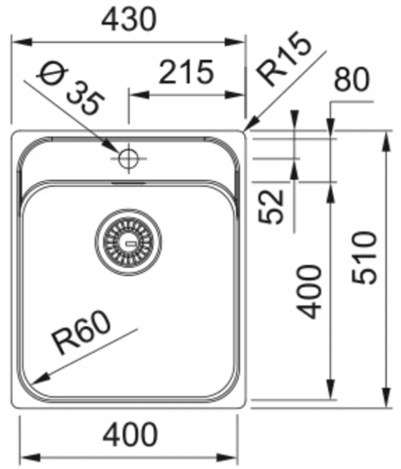 FRANKE Kchensple Smart SRX 210-40 A Edelstahlsple Slimtop / Flchenbndig mit Hahnlochbank und Siebkorb als Stopfenventil