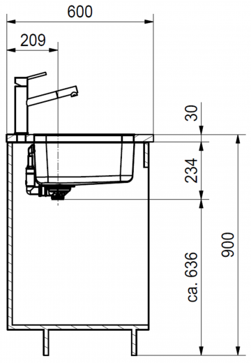 FRANKE Kchensple Epos EOX 110-50/41 Unterbausple (Montage unter die Arbeitsplatte) mit Integralablauf und Siebkorb als Stopfenventil