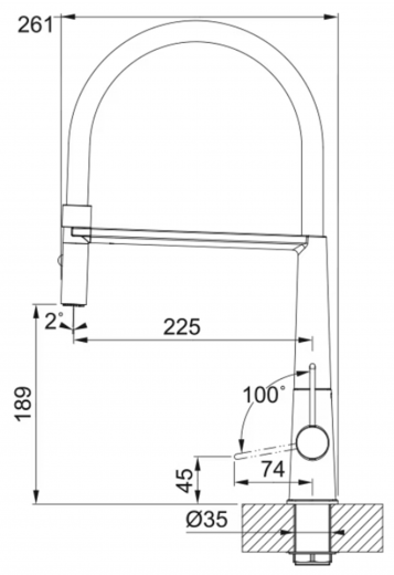 FRANKE Kchenarmatur Icon Semi Pro Einhebelmischer Black Matt mit Pendelbrause umstellbar 360 schwenkbarer Auslauf