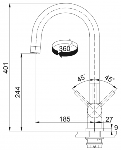 FRANKE Eos Clear Water J 3-Wege Kchenarmatur Festauslauf Edelstahl massiv Trinkwasserfilter Armatur ohne Filter