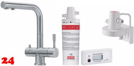 FRANKE Atlas Clear Water L Set 3-Wege Kchenarmatur Festauslauf Edelstahl massiv mit Trinkwasserfiltersystem