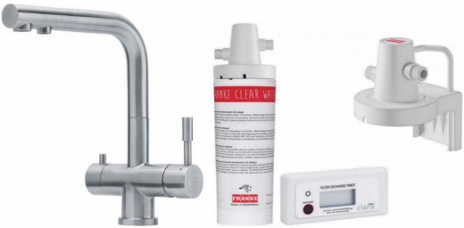 FRANKE Atlas Clear Water L Set 3-Wege Kchenarmatur Festauslauf Edelstahl massiv mit Trinkwasserfiltersystem