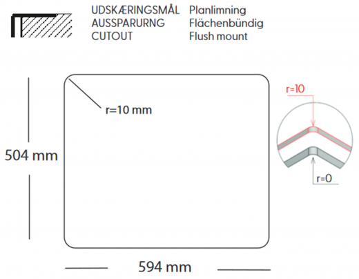 BERNUS Kchensple Cubus 590 SOFT Edelstahlsple Flachrand / Flchenbndig mit Hahnlochbank und Siebkorb als Stopfenventil