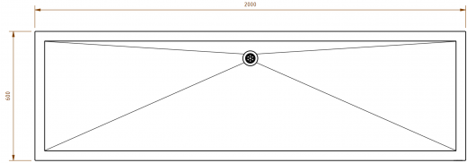 DREILICH Arbeits-/ Mehrzweckbecken 424K-2000 wandhngend gekantetes und geschweites Becken Lnge 2000mm (3504180008)