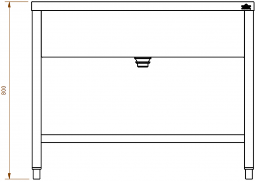 DREILICH Arbeits-/ Mehrzweckbecken 424UH-1000 mit Untergestell und Hahnlochbank Lnge 1000mm (3504180086)