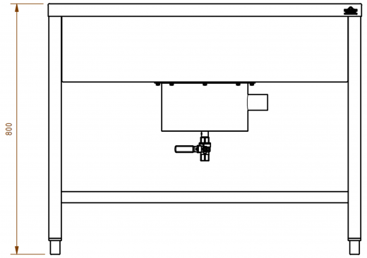 DREILICH Arbeits-/ Mehrzweckbecken 424USH-1000 Schlammfangbecken mit Untergestell und Hahnlochbank Lnge 1000mm (3504180094)