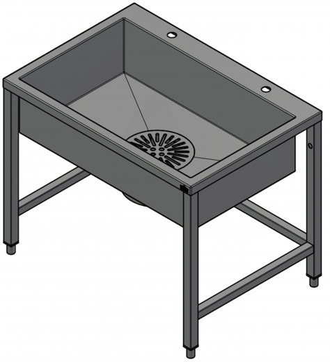 DREILICH Arbeits-/ Mehrzweckbecken 424USH-1000 Schlammfangbecken mit Untergestell und Hahnlochbank Lnge 1000mm (3504180094)