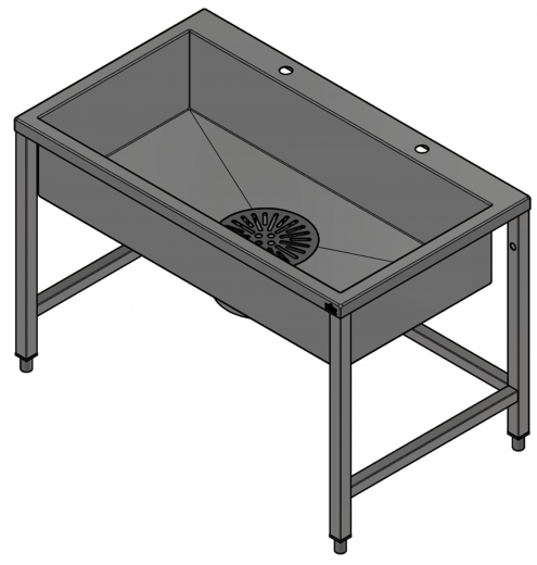 DREILICH Arbeits-/ Mehrzweckbecken 424USH-1200 Schlammfangbecken mit Untergestell und Hahnlochbank Lnge 1200mm (3504180095)