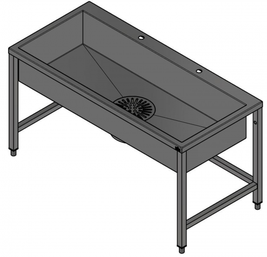 DREILICH Arbeits-/ Mehrzweckbecken 424USH-1500 Schlammfangbecken mit Untergestell und Hahnlochbank Lnge 1500mm (3504180096)