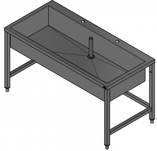 DREILICH Arbeits-/ Mehrzweckbecken 424UH-1500 mit Untergestell und Hahnlochbank Lnge 1500mm (3504180088)