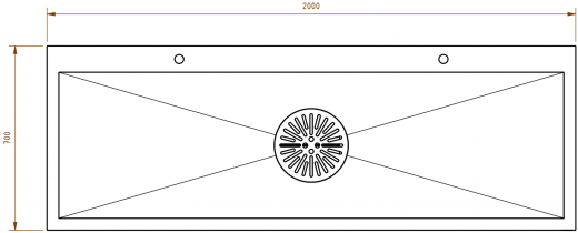 DREILICH Arbeits-/ Mehrzweckbecken 424KSH-2000 wandhngend als Werkraum-/ Schlammfangbecken mit Hahnlochbank Becken Lnge 2000mm (3504180093)