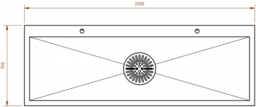 DREILICH Arbeits-/ Mehrzweckbecken 424USH-2000 Schlammfangbecken mit Untergestell und Hahnlochbank Lnge 2000mm (3504180097)