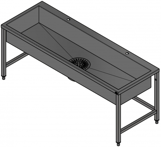 DREILICH Arbeits-/ Mehrzweckbecken 424USH-2000 Schlammfangbecken mit Untergestell und Hahnlochbank Lnge 2000mm (3504180097)