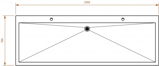 DREILICH Arbeits-/ Mehrzweckbecken 424UH-2000 mit Untergestell und Hahnlochbank Lnge 2000mm (3504180089)