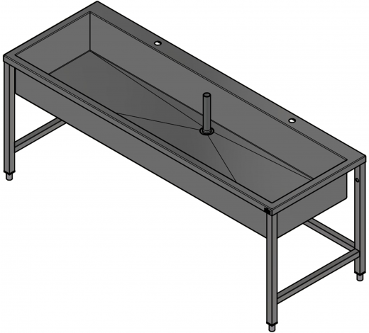 DREILICH Arbeits-/ Mehrzweckbecken 424UH-2000 mit Untergestell und Hahnlochbank Lnge 2000mm (3504180089)