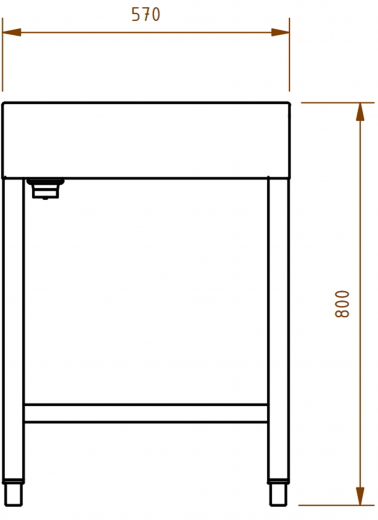 DREILICH Waschrinne 510 UB-2100 mit Schrze bodenstehend mit Unterbau gekantete und geschweite Konstruktion Lnge 2100mm (3502180256)