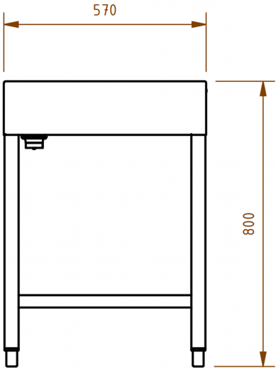 DREILICH Waschrinne 510 UB-2400 mit Schrze bodenstehend mit Unterbau gekantete und geschweite Konstruktion Lnge 2400mm (3502180257)