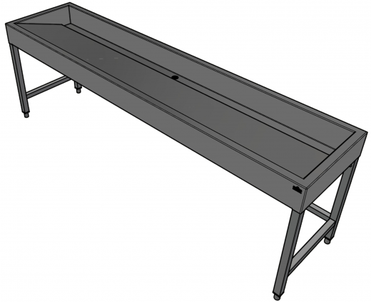 DREILICH Waschrinne 510 UB-2400 mit Schrze bodenstehend mit Unterbau gekantete und geschweite Konstruktion Lnge 2400mm (3502180257)