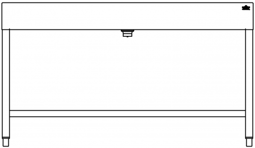 DREILICH Waschrinne 510HB UB-1400 mit Schrze und Hahnlochbank bodenstehend mit Unterbau geschweite Konstruktion Lnge 1400mm (3502180260)