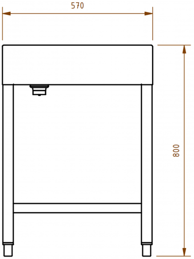 DREILICH Waschrinne 510HB UB-1600 mit Schrze und Hahnlochbank bodenstehend mit Unterbau geschweite Konstruktion Lnge 1600mm (3502180261)