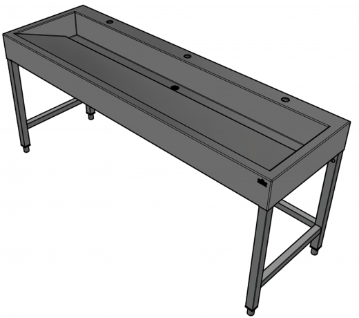 DREILICH Waschrinne 510HB UB-1800 mit Schrze und Hahnlochbank bodenstehend mit Unterbau geschweite Konstruktion Lnge 1800mm (3502180262)