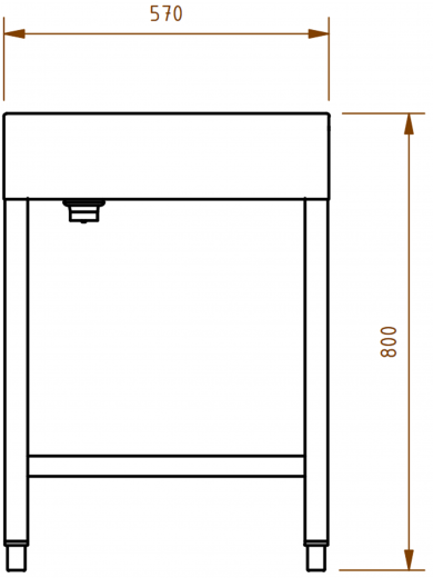 DREILICH Waschrinne 510HB UB-2100 mit Schrze und Hahnlochbank bodenstehend mit Unterbau geschweite Konstruktion Lnge 2100mm (3502180263)