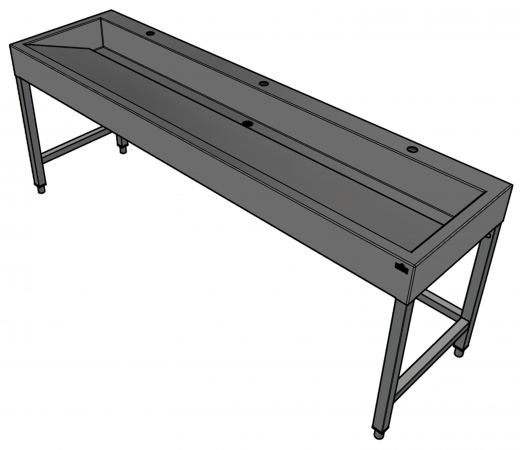 DREILICH Waschrinne 510HB UB-2100 mit Schrze und Hahnlochbank bodenstehend mit Unterbau geschweite Konstruktion Lnge 2100mm (3502180263)