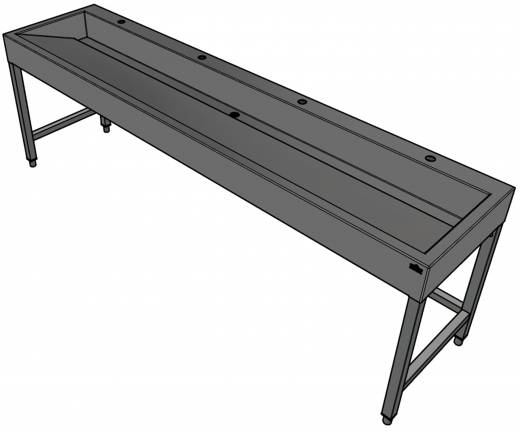 DREILICH Waschrinne 510HB UB-2400 mit Schrze und Hahnlochbank bodenstehend mit Unterbau geschweite Konstruktion Lnge 2400mm (3502180264)