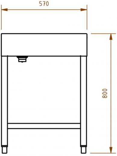 DREILICH Waschrinne 510HB UB-2800 mit Schrze und Hahnlochbank bodenstehend mit Unterbau geschweite Konstruktion Lnge 2800mm (3502180265)