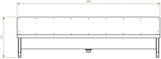 DREILICH Waschrinne 405SW-1600 HLB ohne Schrze mit Spritzwand wandhngend gekantete und geschweite Konstruktion Lnge 1600mm (3502180176)