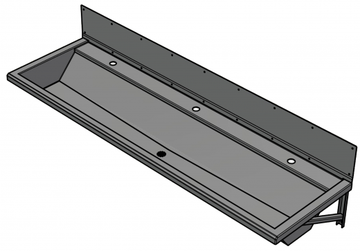 DREILICH Waschrinne 405SW-1800 HLB ohne Schrze mit Spritzwand wandhngend gekantete und geschweite Konstruktion Lnge 1800mm (3502180177)