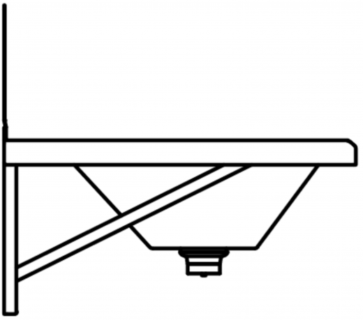 DREILICH Waschrinne 405SW-2100 HLB ohne Schrze mit Spritzwand wandhngend gekantete und geschweite Konstruktion Lnge 2100mm (3502180178)