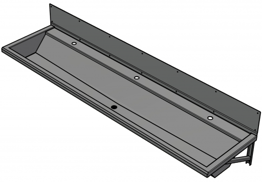 DREILICH Waschrinne 405SW-2100 HLB ohne Schrze mit Spritzwand wandhngend gekantete und geschweite Konstruktion Lnge 2100mm (3502180178)