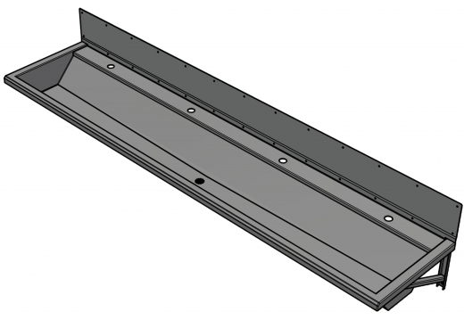 DREILICH Waschrinne 405SW-2400 HLB ohne Schrze mit Spritzwand wandhngend gekantete und geschweite Konstruktion Lnge 2400mm (3502180179)