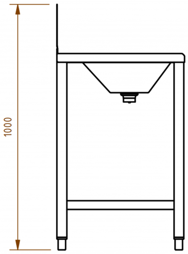 DREILICH Waschrinne 405SW UB-2800 ohne Schrze HLB mit Spritzwand bodenstehend mit Unterbau geschweite Konstruktion Lnge 2800mm (3502180251)