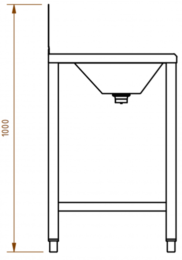 DREILICH Waschrinne 405SW UB-2100 ohne Schrze HLB mit Spritzwand bodenstehend mit Unterbau geschweite Konstruktion Lnge 2100mm (3502180249)