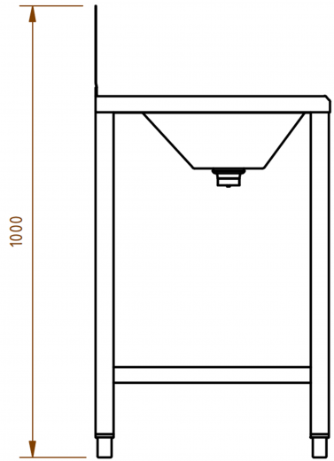 DREILICH Waschrinne 405SW UB-1800 ohne Schrze HLB mit Spritzwand bodenstehend mit Unterbau geschweite Konstruktion Lnge 1800mm (3502180248)