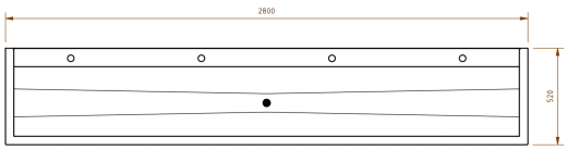 DREILICH Waschrinne 405 UB-2800 ohne Schrze Hahnlochbank bodenstehend mit Unterbau geschweite Konstruktion Lnge 2800mm (3502180244)