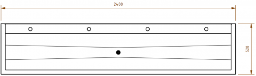 DREILICH Waschrinne 405 UB-2400 ohne Schrze Hahnlochbank bodenstehend mit Unterbau geschweite Konstruktion Lnge 2400mm (3502180243)